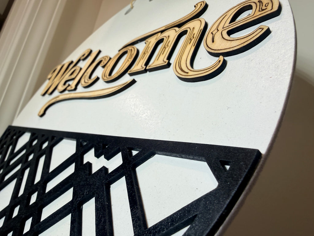 Handmade “Welcome” Door Sign | Sealed Premium Basswood Home Decor | 10.5” Round
