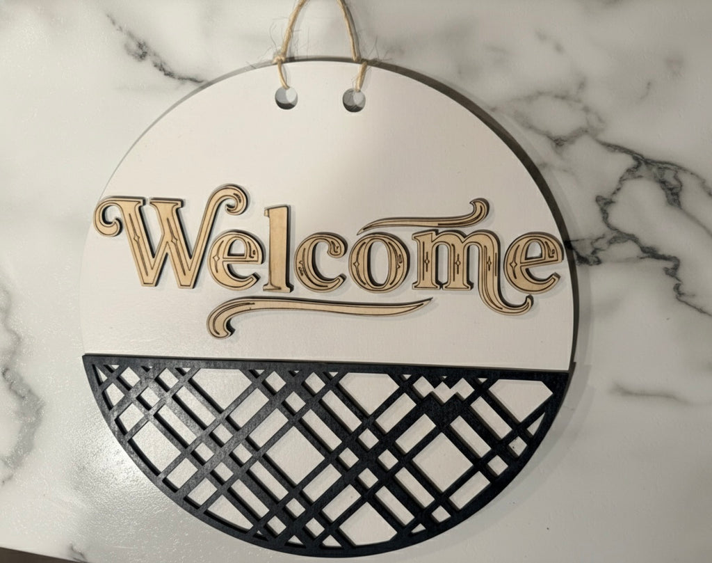 Handmade “Welcome” Door Sign | Sealed Premium Basswood Home Decor | 10.5” Round