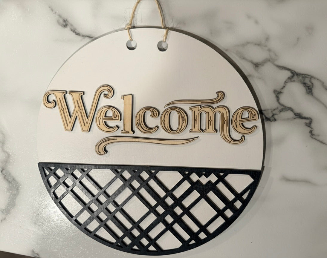 Handmade “Welcome” Door Sign | Sealed Premium Basswood Home Decor | 10.5” Round