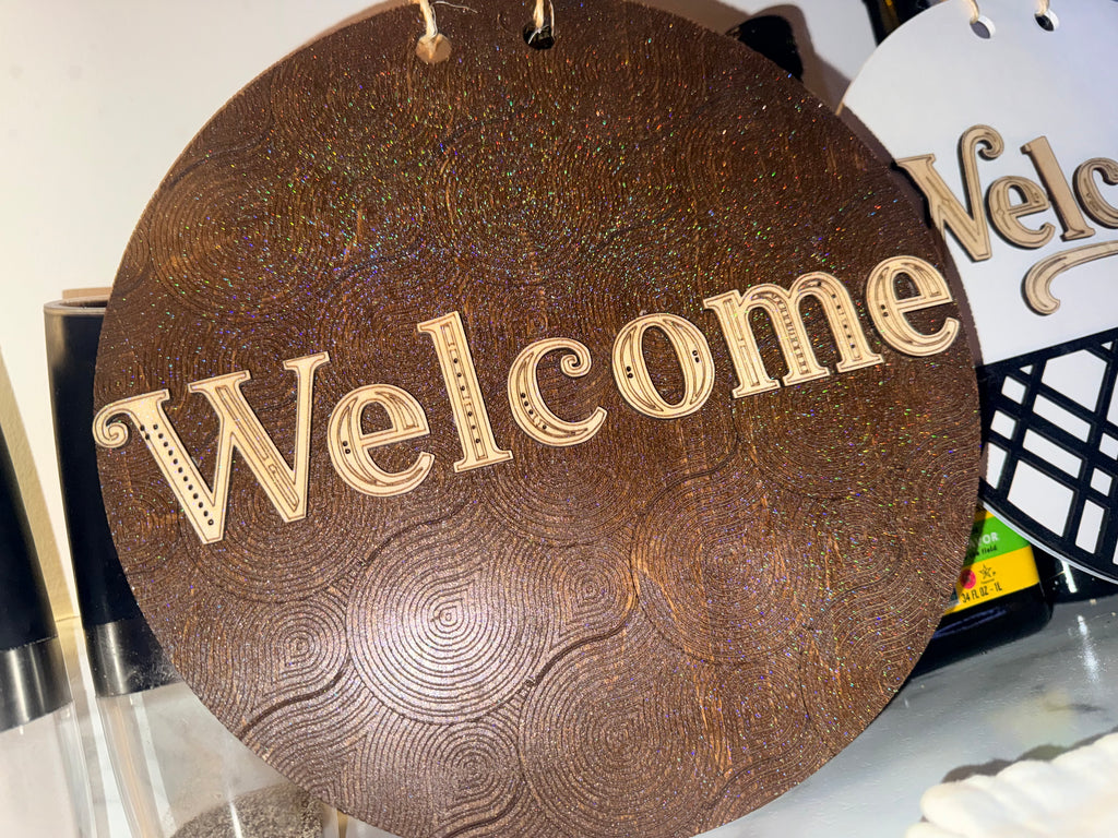 Handmade “Welcome” Door Sign | Sealed Premium Basswood Home Decor | 10.5” Round