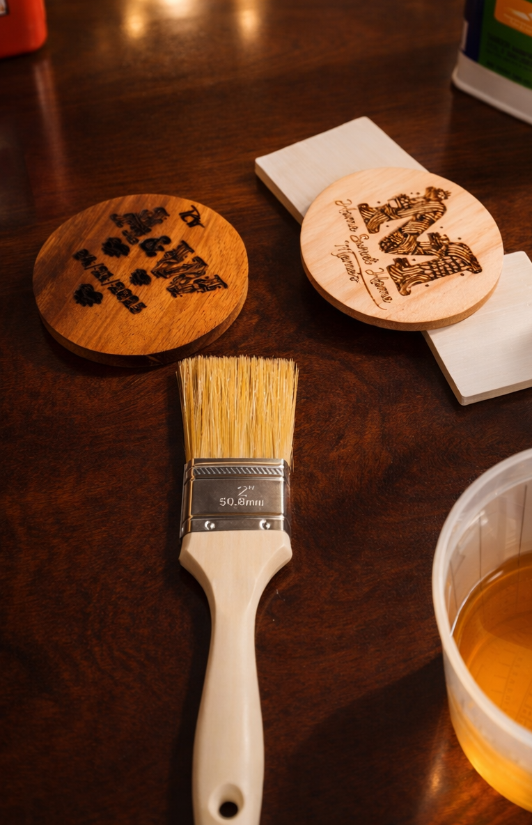 Personalized Wood Coasters (4) – Custom Laser Engraved